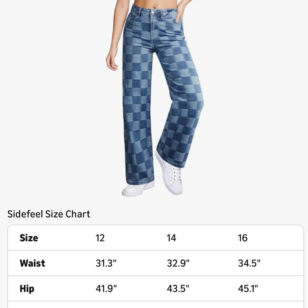 Checkered Blue Women's Jeans - Picture 5 of 5